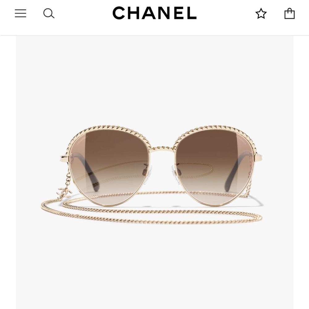 Chanel chain necklace sunglasses Square brand new with pouch 4244